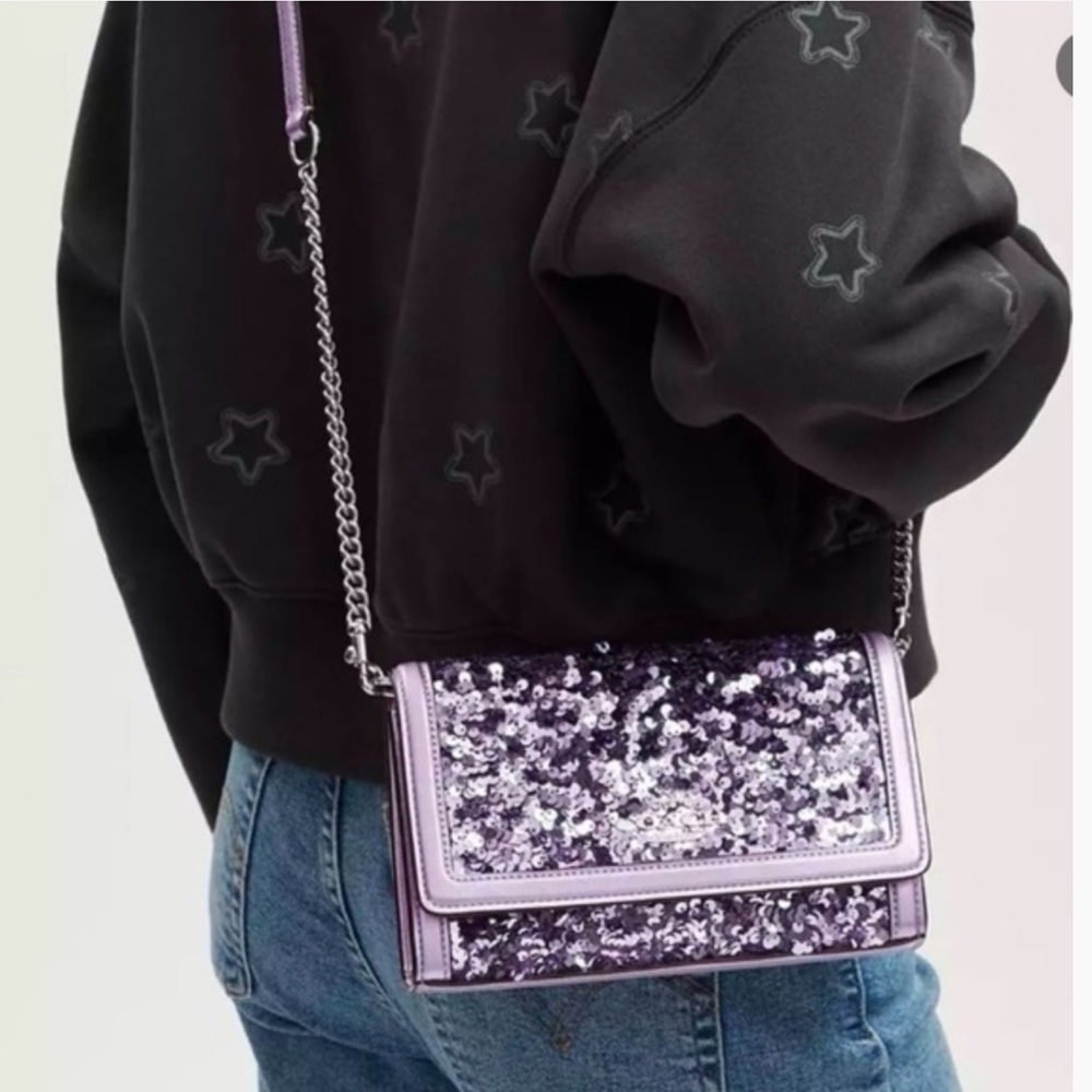 Coach Sequin Clutch/Crossbody in Lilac NWT - Picture 5 of 11